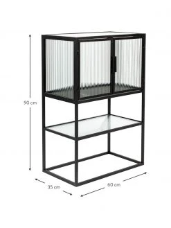 Dutchbone Schwarzes Highboard Boli mit Rillenglas und Metallrahmen, B 60 x H 90 cm -Esszimmer Verkäufe Schwarzes Highboard Boli mit Rillenglas und Metallrahmen 8
