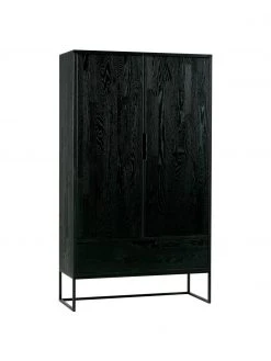 Schwarzes Highboard Silas aus Holz, B 85 x H 149 cm