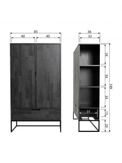 Schwarzes Highboard Silas aus Holz, B 85 x H 149 cm -Esszimmer Verkäufe Schwarzes Highboard Silas aus Holz 4