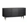 Rowico Schwarzes Sideboard Fenwood mit Schubladen mit Eichenholzfurnier, B 160 x H 79 cm