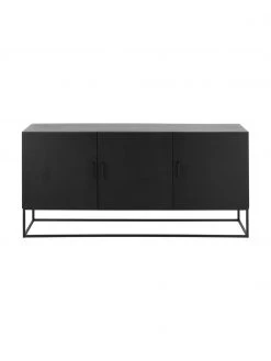 Westwing Collection Schwarzes Sideboard Lyle mit Türen aus massivem Mangoholz, B 150 x H 72 cm -Esszimmer Verkäufe Schwarzes Sideboard Lyle mit Turen aus massivem Mangoholz 4