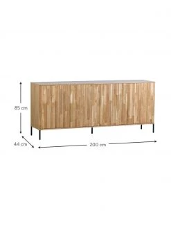 Sideboard Avourio mit geriffelter Front aus Eichenholz, 4-türig, B 200 x H 85 cm -Esszimmer Verkäufe Sideboard Avourio mit geriffelter Front aus Eichenholz 4 turig 3
