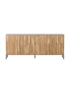 Sideboard Avourio mit geriffelter Front aus Eichenholz, 4-türig, B 200 x H 85 cm -Esszimmer Verkäufe Sideboard Avourio mit geriffelter Front aus Eichenholz 4 turig 4