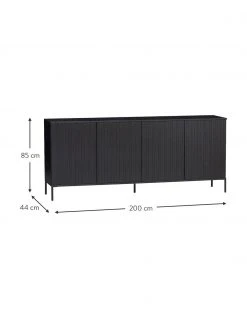 Sideboard Avourio mit geriffelter Front aus Kiefernholz, 4-türig, B 200 x H 85 cm -Esszimmer Verkäufe Sideboard Avourio mit geriffelter Front aus Kiefernholz 4 turig 3