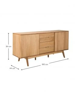 Sideboard Bettina mit Schubladen und Eichenholzfurnier, B 180 x H 84 cm -Esszimmer Verkäufe Sideboard Bettina mit Schubladen und Eichenholzfurnier 2