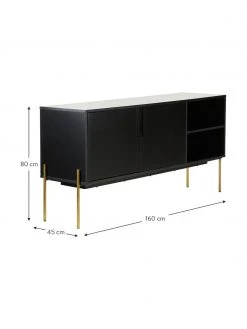 Westwing Collection Sideboard Jesper mit Türen in Schwarz, B 160 x H 80 cm -Esszimmer Verkäufe Sideboard Jesper mit Turen in Schwarz 2