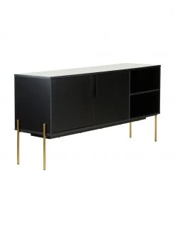 Westwing Collection Sideboard Jesper mit Türen in Schwarz, B 160 x H 80 cm