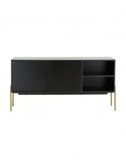Westwing Collection Sideboard Jesper mit Türen in Schwarz, B 160 x H 80 cm -Esszimmer Verkäufe Sideboard Jesper mit Turen in Schwarz 3