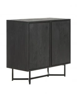 Westwing Collection Sideboard Luca aus Massivholz in Schwarz, B 90 x H 83 cm
