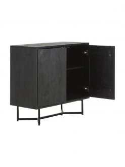 Westwing Collection Sideboard Luca aus Massivholz in Schwarz, B 90 x H 83 cm -Esszimmer Verkäufe Sideboard Luca aus Massivholz in Schwarz 4