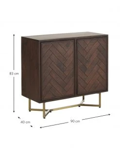 Westwing Collection Sideboard Luca aus Massivholz mit Fischgrät-Muster, B 90 x H 83 cm -Esszimmer Verkäufe Sideboard Luca aus Massivholz mit Fischgrat Muster 2