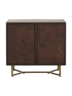 Westwing Collection Sideboard Luca aus Massivholz mit Fischgrät-Muster, B 90 x H 83 cm -Esszimmer Verkäufe Sideboard Luca aus Massivholz mit Fischgrat Muster 4