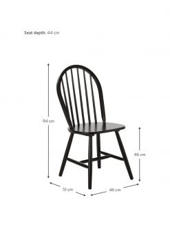 Westwing Collection Windsor-Holzstühle Megan in Schwarz, 2 Stück, B 46 x T 51 cm -Esszimmer Verkäufe Windsor Holzstuhle Megan in Schwarz 2 Stuck 2